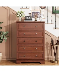 gaomon 5 Drawer Dresser for Bedroom, Vertical Chest of Drawers, Farmhouse Tall Cabinet Organizer for Living Room