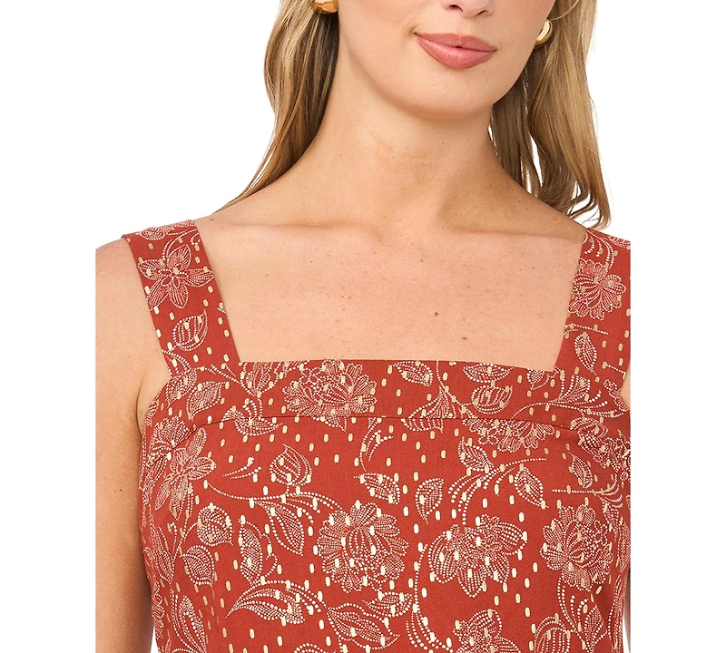 Vince Camuto Women's Square Neck Sleeveless Smock Back Dress