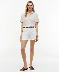Tommy Hilfiger Women's Printed Linen Short-Sleeve Relaxed Shirt