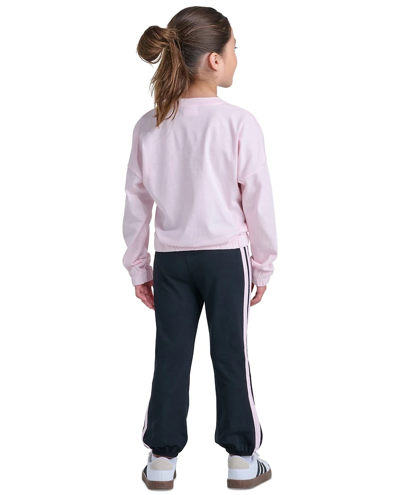 adidas Girls' 2T-6X Long-Sleeve Sweatshirt and Pants, 2-Piece Set