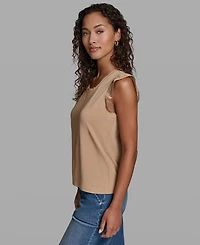 Karl Lagerfeld Paris Women's Sleeveless Ruffle Knit Top