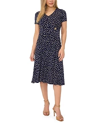 Msk Petite V-Neck Short-Sleeve Midi Dress