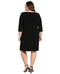 R & M Richards Plus Side Buckle Boat Neck Dress