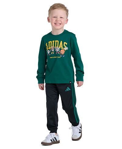 adidas Boys' 2T-7 Long-Sleeve Sweatshirt and Pants, 2-Piece Set