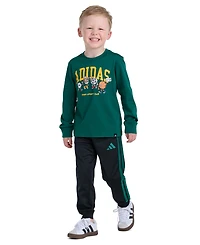 adidas Boys' 2T-7 Long-Sleeve Sweatshirt and Pants, 2-Piece Set