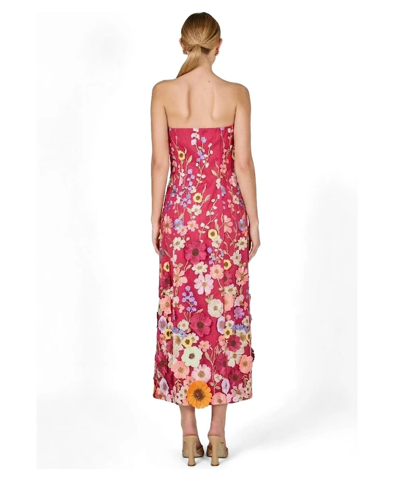 endless rose Women's Strapless Floral Embroidered Mini Dress