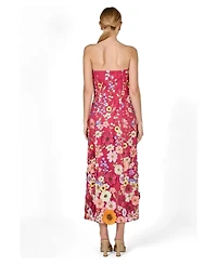 endless rose Women's Strapless Floral Embroidered Mini Dress