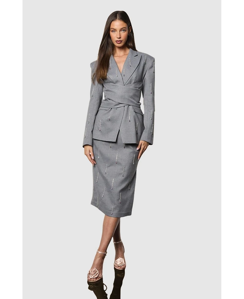 Coast Women's Muse Check Tie Embellished Blazer