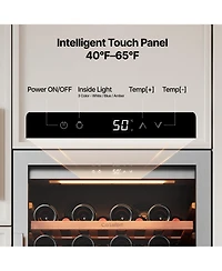 Ca'Lefort 24 inch Wine Cooler Refrigerator 90-Bottle,Freestanding/Built-In Wine Fridge 3LED stainless steel for Home/Bar/Office