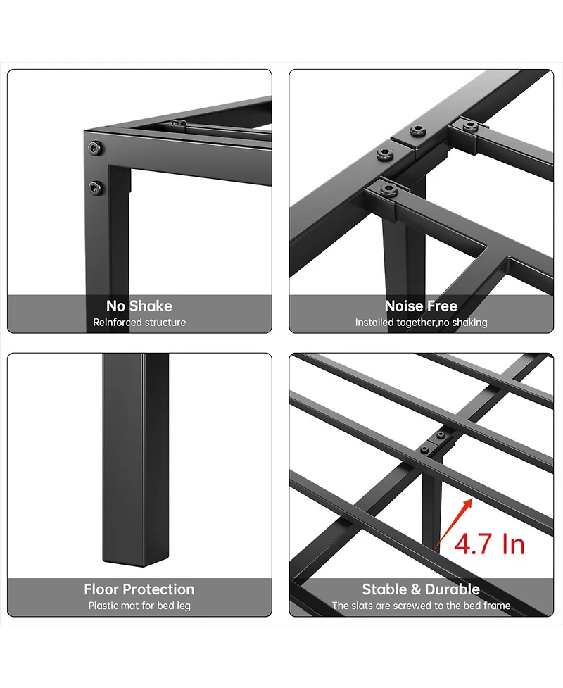 gaomon 10" Bed Frame, Heavy Duty Platform Bed with Storage Space, Steel Support, No Box Spring Needed