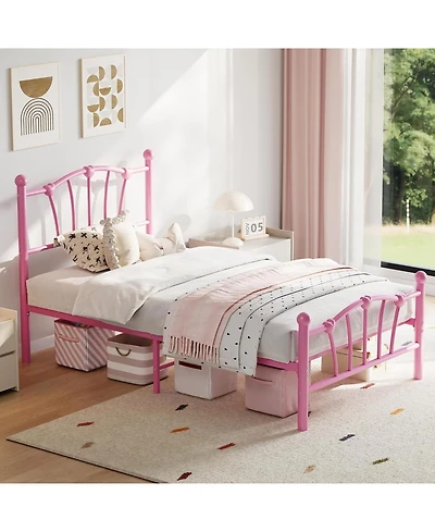 gaomon Bed Frame, Bed Frames for Boys, Heavy-Duty Platform Bed with Heart-Shaped Design Headboard & Footboard