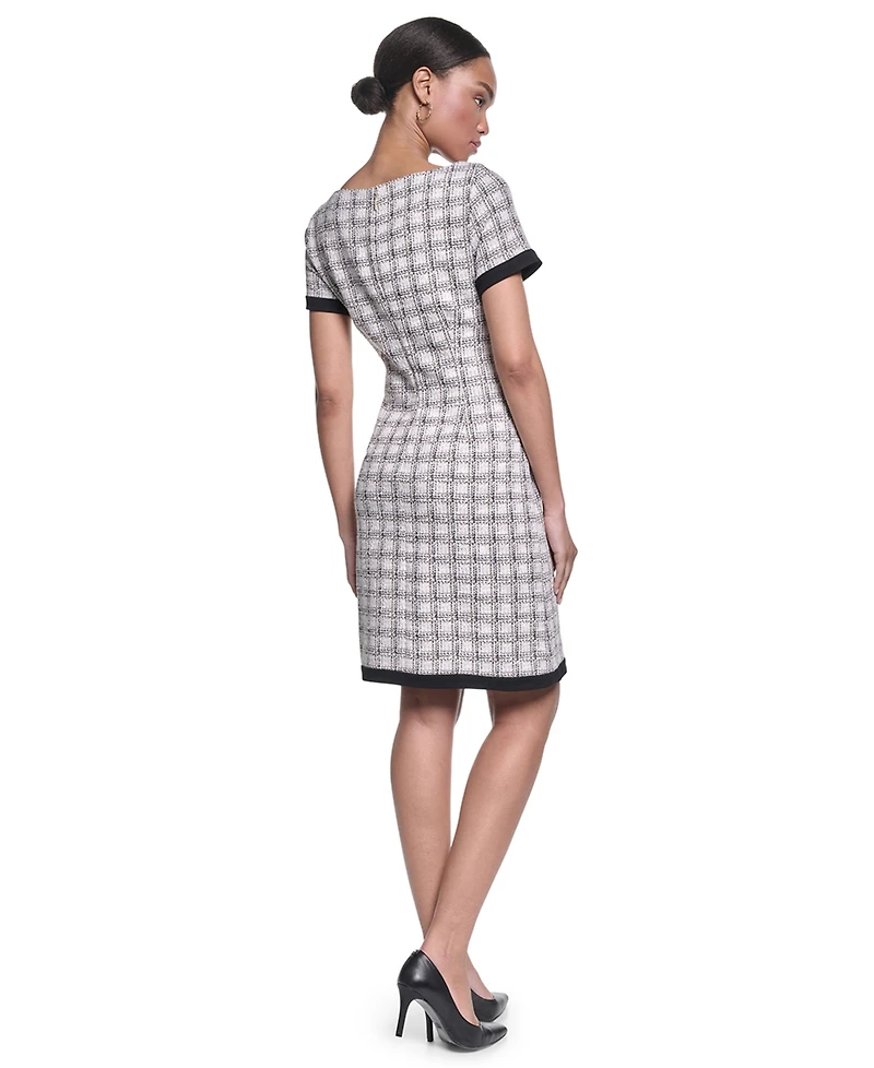 Karl Lagerfeld Paris Women's Windowpane Knee-Length Dress