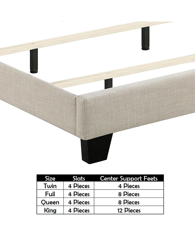 Boyel Living Modern Upholstered Bed Frame with Curved Tufted Headboard Platform Bed with Solid Wood Frame