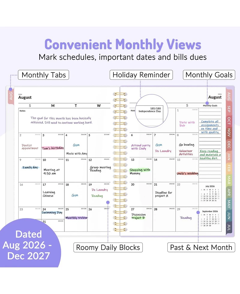 Gnuadz Academic Planner 2026-2027 Weekly Monthly A5