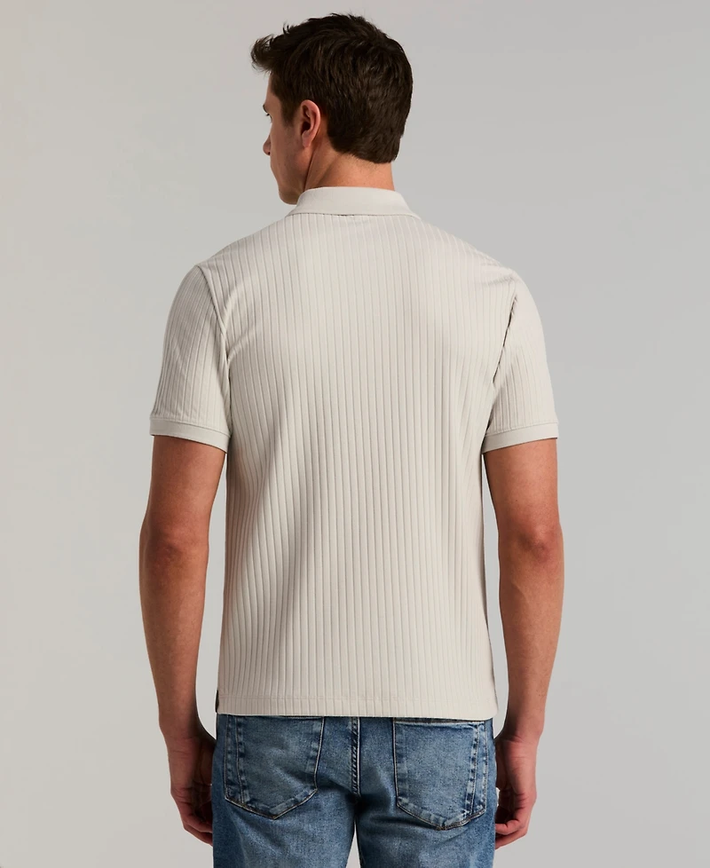 Perry Ellis Men's Slim-Fit Ribbed-Knit 1/4-Zip Polo Shirt