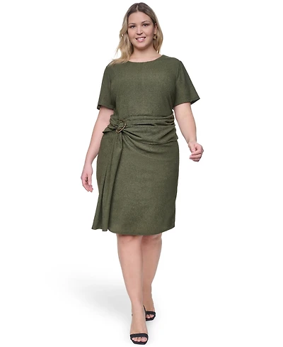 Vince Camuto Plus Jewel Neck Short-Sleeve Dress