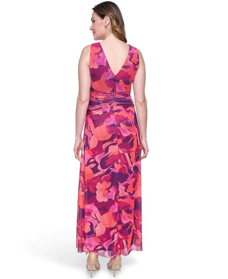 Eliza J Women's Sleeveless V-Neck Ruched Waist Midaxi Dress