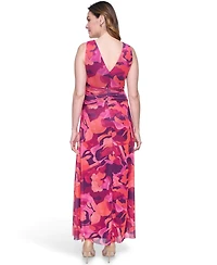 Eliza J Women's Sleeveless V-Neck Ruched Waist Midaxi Dress