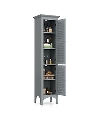 sumyeg Tall Bathroom Floor Storage Cabinet with Shutter Doors and Adjustable Shelf