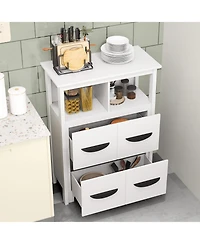 sumyeg 24 Inch Bathroom Floor Storage Cabinet with 2 Open Compartments and 2 Drawers