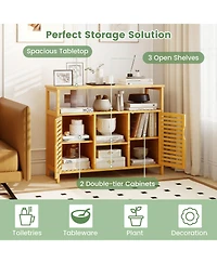 sumyeg Bamboo Bathroom Storage Cabinet with Shelves and Doors