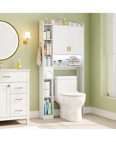 sumyeg Freestanding Over The bath fixture Storage Cabinet with Double Door Organizer