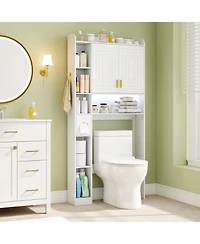sumyeg Freestanding Over The bath fixture Storage Cabinet with Double Door Organizer