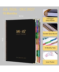 Gnuadz Planner 2026-2027 Weekly Monthly Hardcover 18 Months Tabs