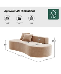 Hulala Home Nerio 94" Modern No Assembly Required Compressed Cloud Sofa