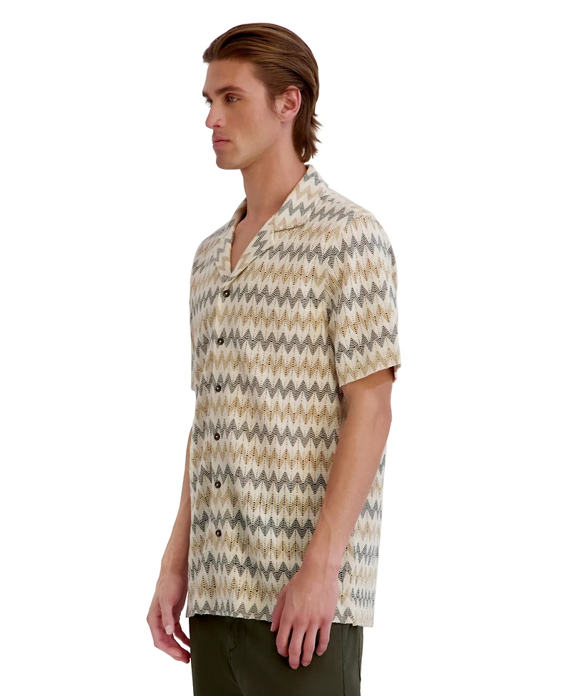 Karl Lagerfeld Paris Men's Jacquard Knit Short-Sleeve Shirt