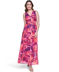 Eliza J Petite V-Neck Ruched Waist Maxi Dress