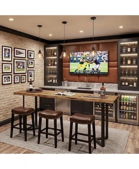 Tribesigns Solid Wood Live-Edge Bar Table, Rectangle Long Counter Height Pub Table, Farmhouse High Top Home Bar Unit