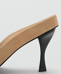 Mango Women's Mixed Leather Heeled Sandals