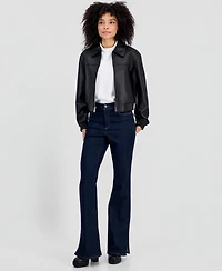 Michael Kors Women's Leather Zip-Up Bomber Jacket