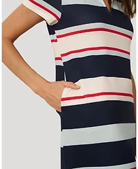 Cable & Gauge Women's Striped Polo Collar Mini Dress