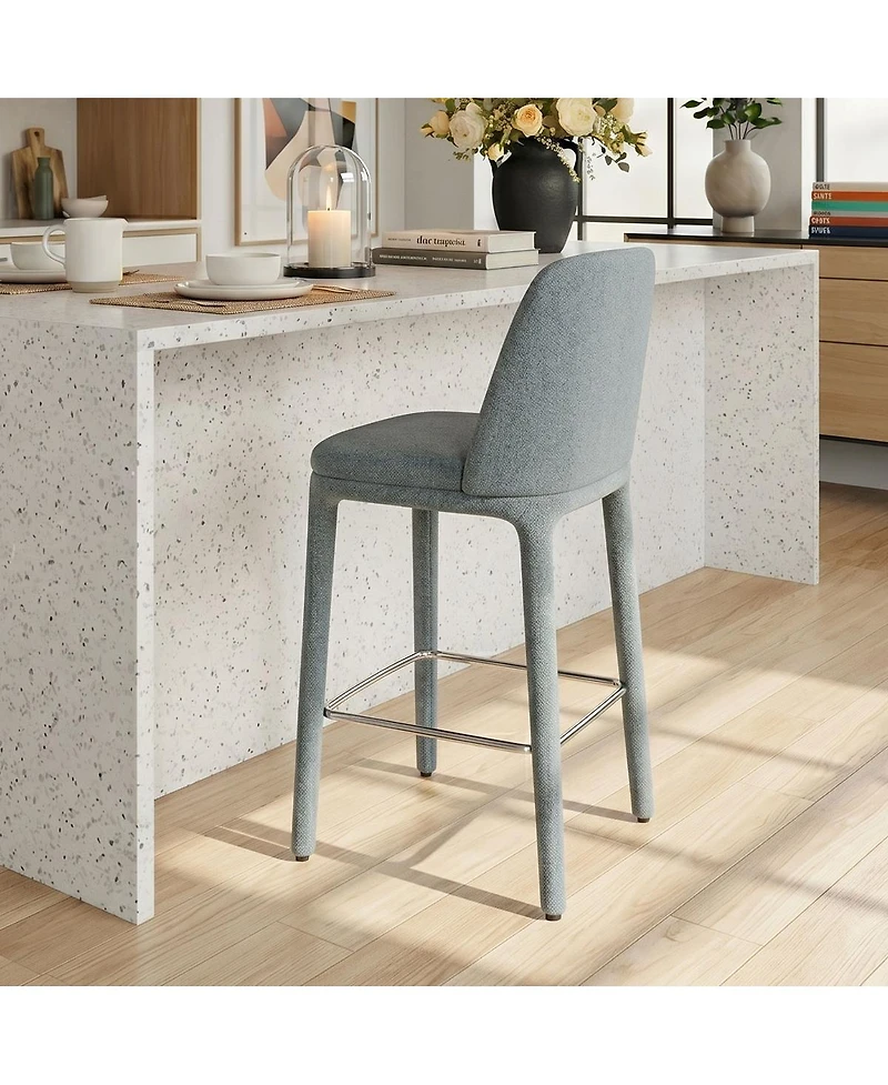 Maison Boucle Set of 3 Counter Height Stools With Back, 26.5" Seat