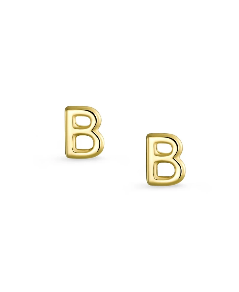 Bling Jewelry Abc Tiny Block Alphabet Letter Initial Stud Earrings Screw-Back