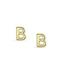 Bling Jewelry Abc Tiny Block Alphabet Letter Initial Stud Earrings Screw-Back