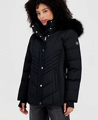 Michael Kors Women's Faux-Fur-Trim Hooded Puffer Coat