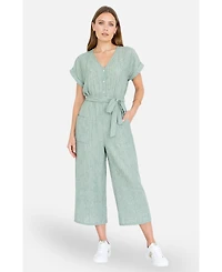 Yumi Women's V Neck Kimono Sleeve Jumpsuit