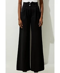 Karen Millen Women's Denim Wide Leg High Waisted Jeans