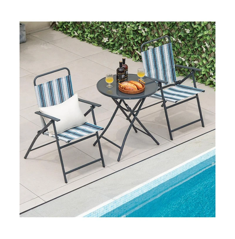Boyel Living 3 Pieces Outdoor Folding Chair Set Portable Folding Chair Set