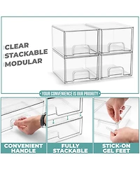 Sorbus Small Clear Stackable Pull-Out Storage Organizer Bins for Baby Bottles, Bathroom