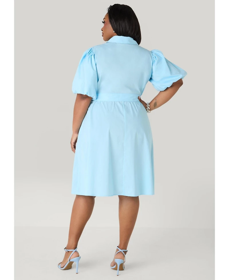 Ashley Stewart Women's Crochet Paneled A Line Shirtdress