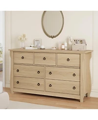 homfan 7 Dresser for Bedroom, Wide Drawer with Storage Freestanding, Wooden Closet Chest Living Room, Entryway