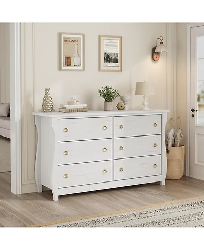 homfan 7 Dresser for Bedroom, Wide Drawer with Storage Freestanding, Wooden Closet Chest Living Room, Entryway