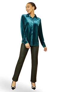 Yumi Women's Velvet Relaxed Fit Shirt