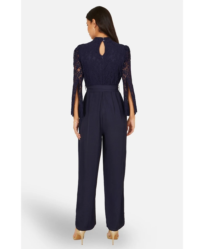 Yumi Women's Lace Applique Jumpsuit