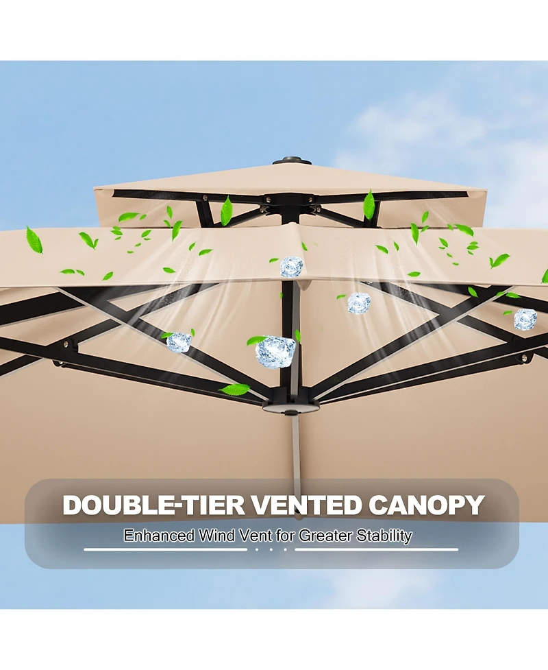 gaomon Square Outdoor Umbrella, Cantilever Patio Umbrella with Rotation and Adjustable Height, Heavy Duty Aluminum