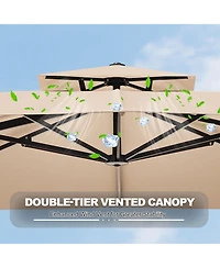 gaomon Square Outdoor Umbrella, Cantilever Patio Umbrella with Rotation and Adjustable Height, Heavy Duty Aluminum